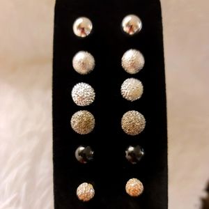6 pairs of ball earrings selling together as a set